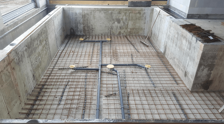Basement pool RCC construction and waterproofing