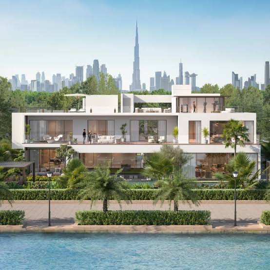 Modern luxury villa in Dubai with Burj Khalifa skyline view