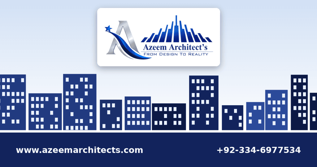 Azeem Architects logo with contact details