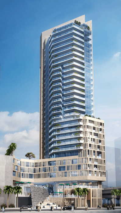 Modern high-rise residential tower architectural design project